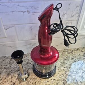 Oster Immersion Hand Blender FPSTHB26RDP 250W Red Stick Blender w Chopper Tested